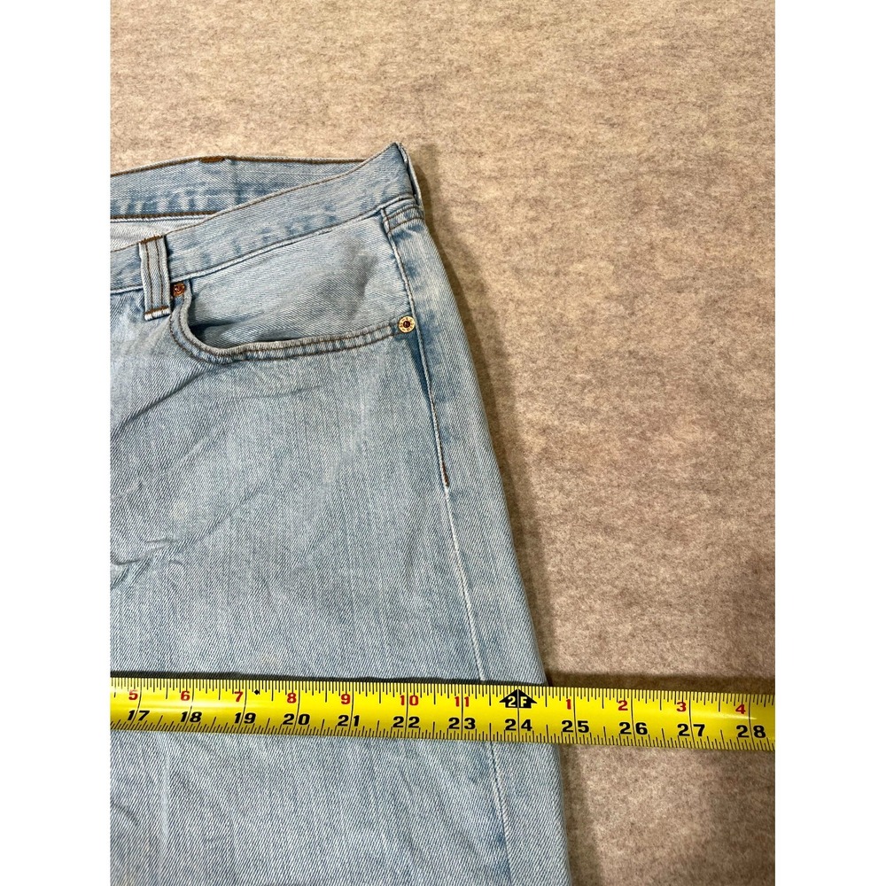 Levis 501 Original Fit Jeans Mens 38x34 Blue Denim Cotton High Rise Light Wash - Picture 11 of 16